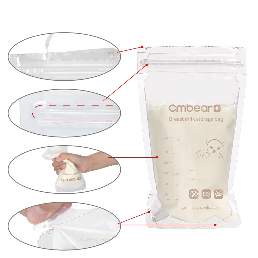 Bolsas para Almacenamiento de Leche Materna 220 ml – Pack x 50 Unidades