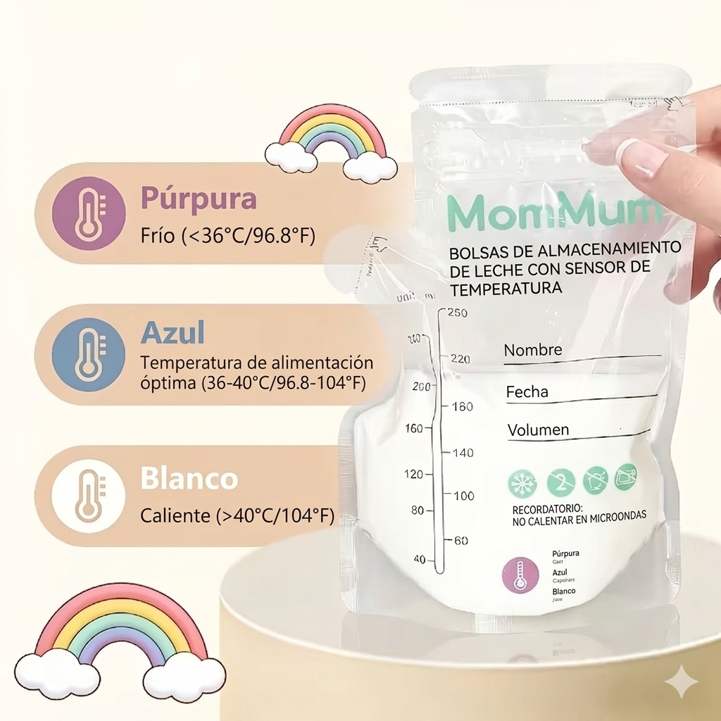 Bolsas de Almacenamiento de Leche Materna Con Sensor de Temperatura (120pcs)