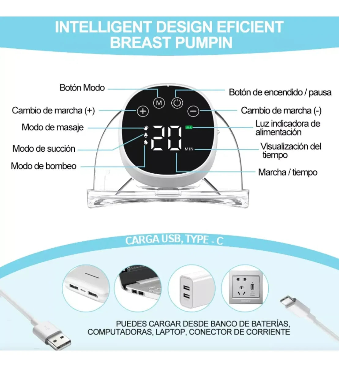 Extractor de leche manos libres MY-376