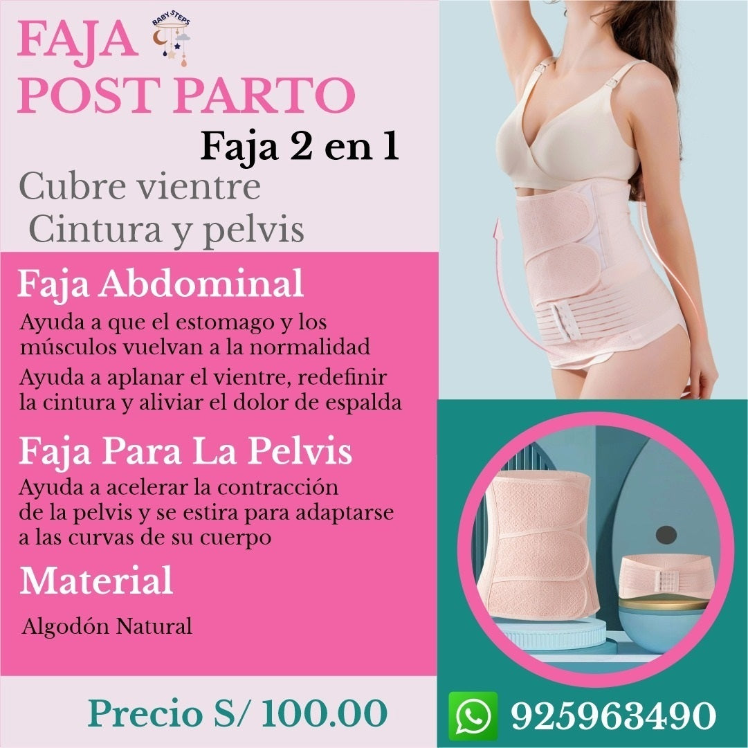 Faja Post Parto 2 en 1 de Algodón – Recuperación Cómoda y Segura