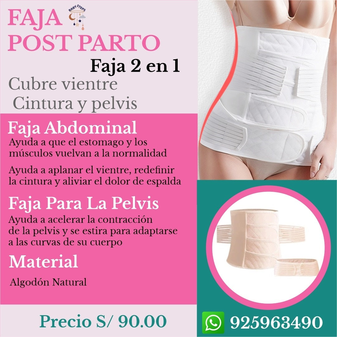 Faja Post Parto 2 en 1 de Algodón – Recuperación Cómoda y Segura